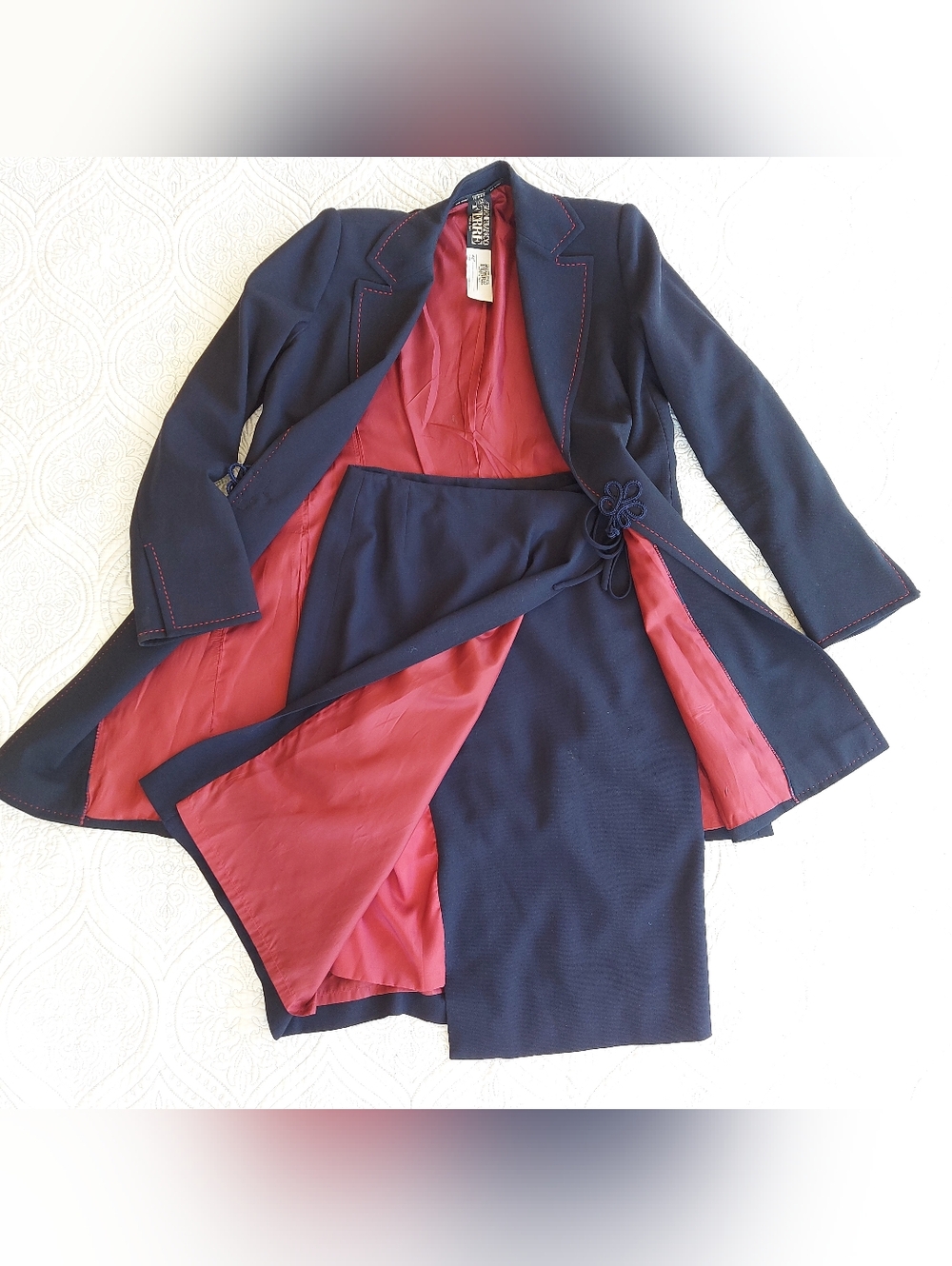 Gianfranco Ferre Wool Two-Piece Skirt SuitVintage Blue size M